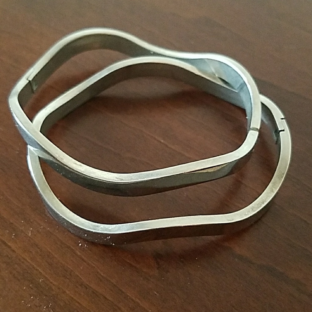 2 Sterling Silver Hinged Bangle Bracelets